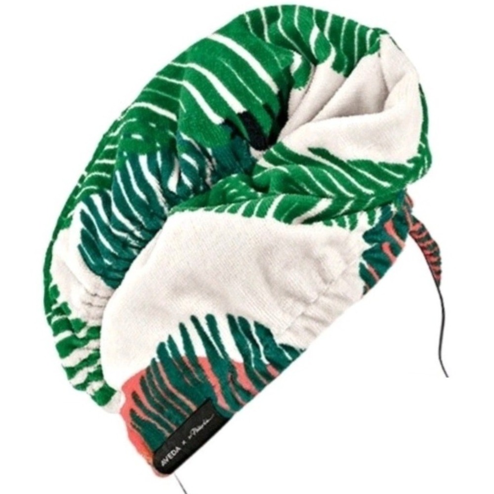Aveda x 3.1 Phillip Lim Tropical Print Hair Turban Towel Wrap Cream Green Pink